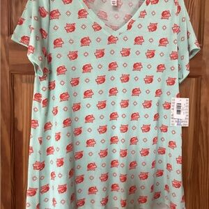 LuLaRoe Christy top with fun wolf pattern!